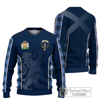 MacKay Blue Tartan Ugly Sweater with Family Crest and Lion Rampant Vibes Sport Style