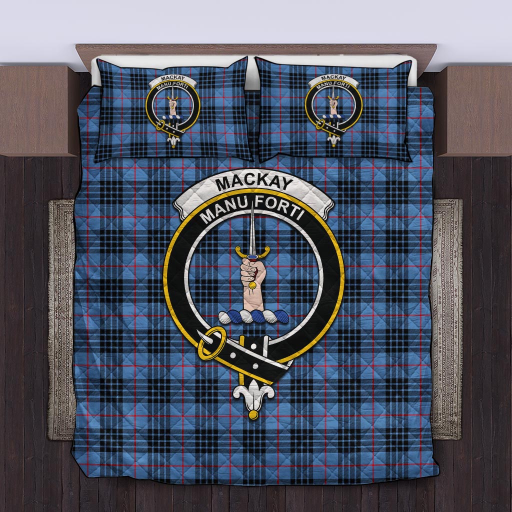 MacKay Blue Tartan Quilt Bed Set with Family Crest Twin - Tartan Vibes Clothing