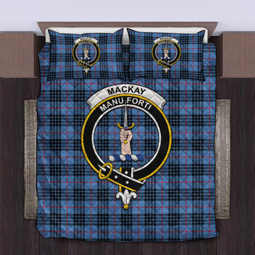 MacKay Blue Tartan Quilt Bed Set with Family Crest