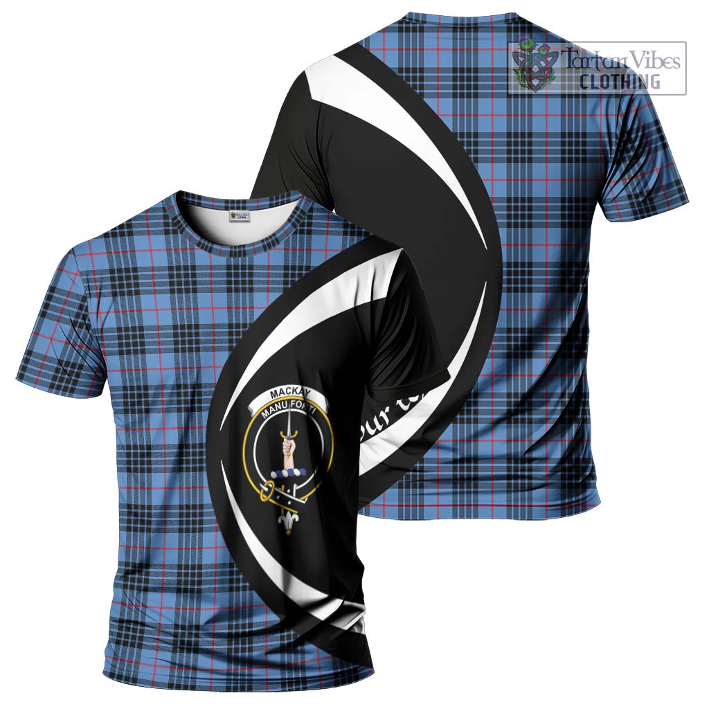 Tartan Vibes Clothing MacKay Blue Tartan T-Shirt with Family Crest Circle Style