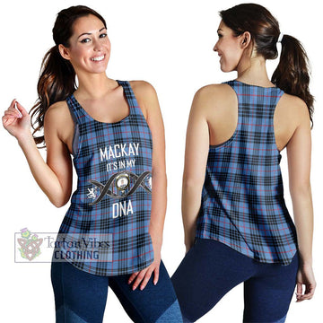 MacKay Blue Tartan Women's Racerback Tanks with Family Crest DNA In Me Style