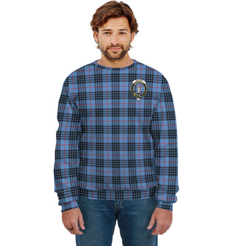 MacKay Blue Tartan Sweatshirt with Family Crest