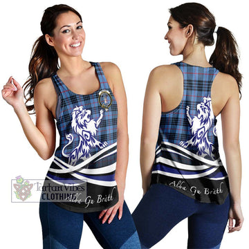 MacKay Blue Tartan Women's Racerback Tanks with Alba Gu Brath Regal Lion Emblem