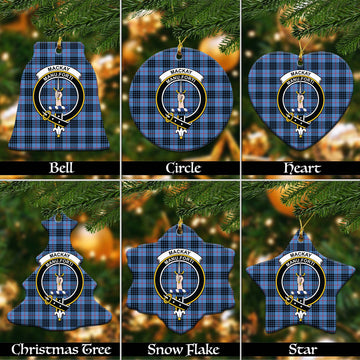 MacKay Blue Tartan Christmas Ceramic Ornaments with Family Crest