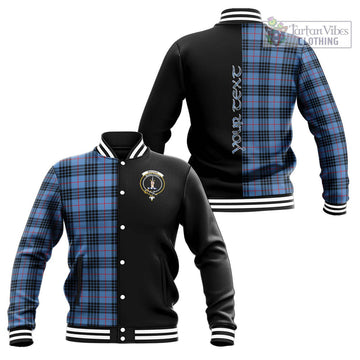 MacKay Blue Tartan Baseball Jacket with Family Crest and Half Of Me Style