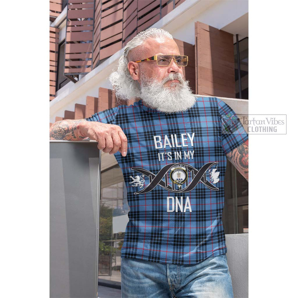 Tartan Vibes Clothing MacKay Blue Tartan Cotton T-shirt with Family Crest DNA In Me Style