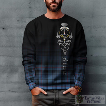 MacKay Blue Tartan Sweatshirt Featuring Alba Gu Brath Family Crest Celtic Inspired