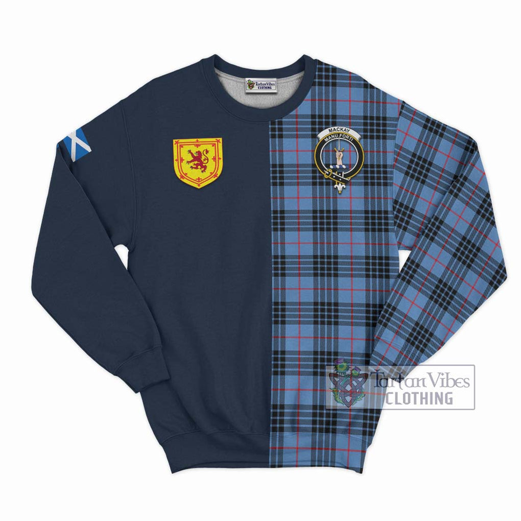 Tartan Vibes Clothing MacKay Blue Tartan Sweatshirt with Scottish Lion Royal Arm Half Style