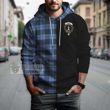 MacKay Blue Tartan Hoodie with Family Crest and Half Of Me Style