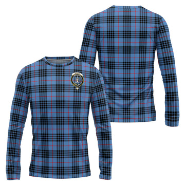 MacKay Blue Tartan Long Sleeve T-Shirt with Family Crest