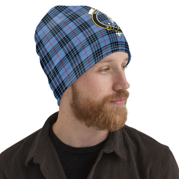 MacKay Blue Tartan Beanies Hat with Family Crest