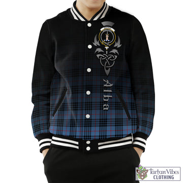 MacKay Blue Tartan Baseball Jacket Featuring Alba Gu Brath Family Crest Celtic Inspired