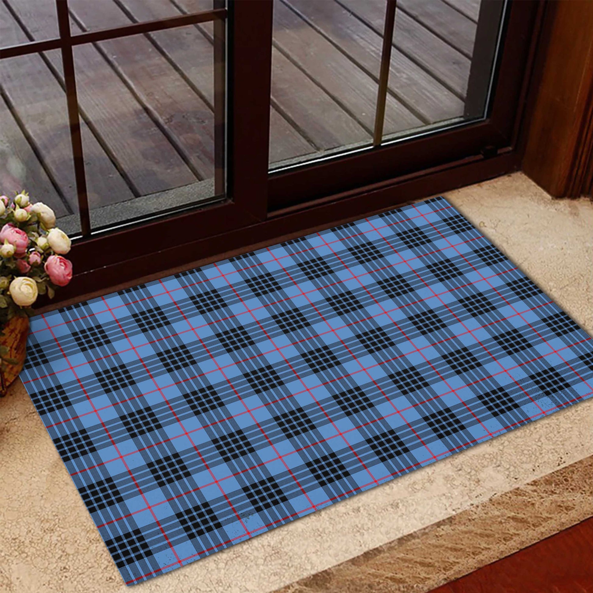 MacKay Blue Tartan Door Mat - Tartanvibesclothing