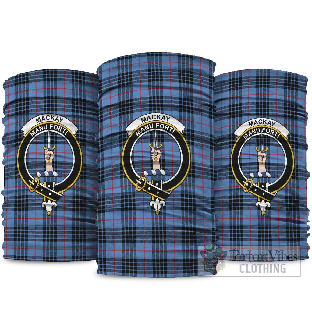 MacKay Blue Tartan Neck Gaiters, Tartan Bandanas, Tartan Head Band with Family Crest