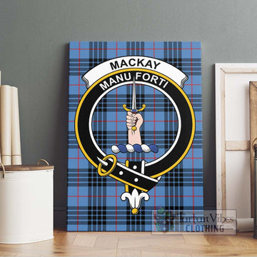 MacKay Blue Tartan Canvas Print Wall Art with Family Crest