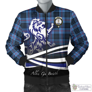 MacKay Blue Tartan Bomber Jacket with Alba Gu Brath Regal Lion Emblem