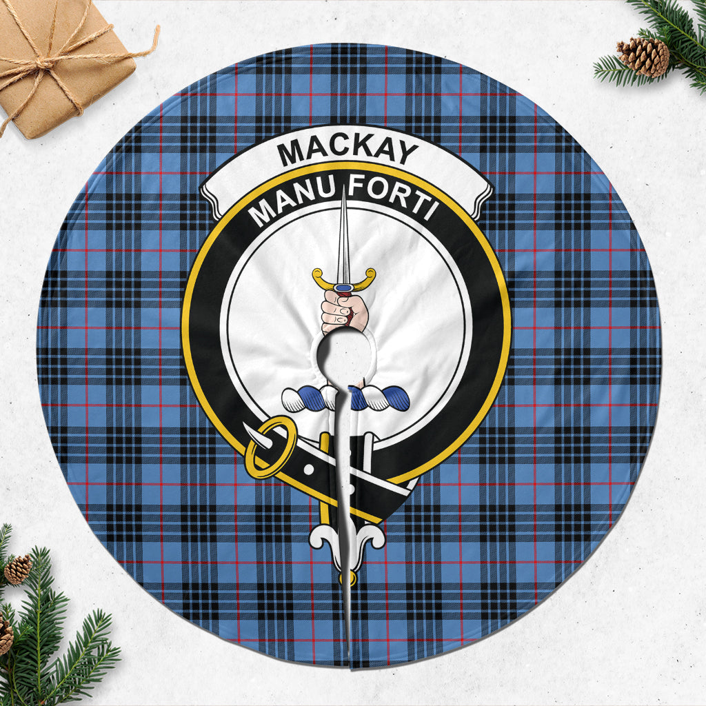 MacKay Blue Tartan Christmas Tree Skirt with Family Crest - Tartanvibesclothing