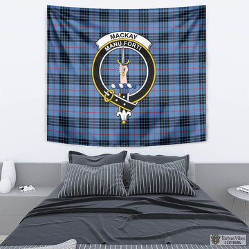 MacKay Blue Tartan Tapestry Wall Hanging and Home Decor for Room with Family Crest