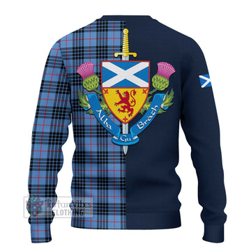 MacKay Blue Tartan Ugly Sweater with Scottish Lion Royal Arm Half Style