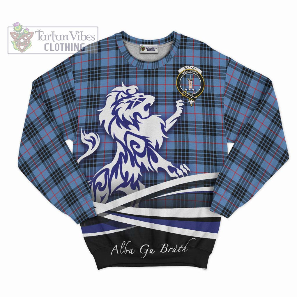 MacKay Blue Tartan Sweatshirt with Alba Gu Brath Regal Lion Emblem - Tartanvibesclothing Shop