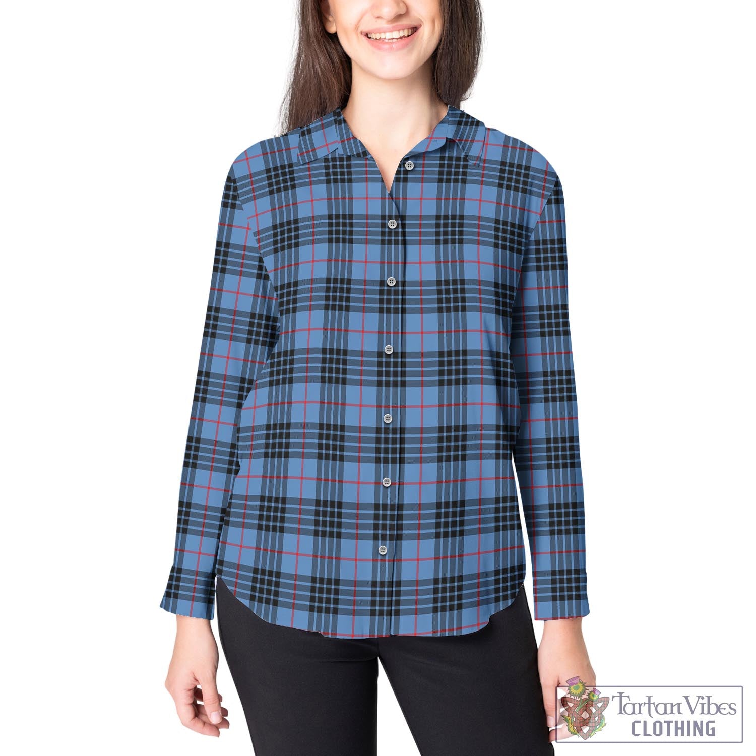 MacKay Blue Tartan Womens Casual Shirt