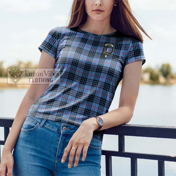 MacKay Blue Tartan Cotton T-Shirt with Family Crest