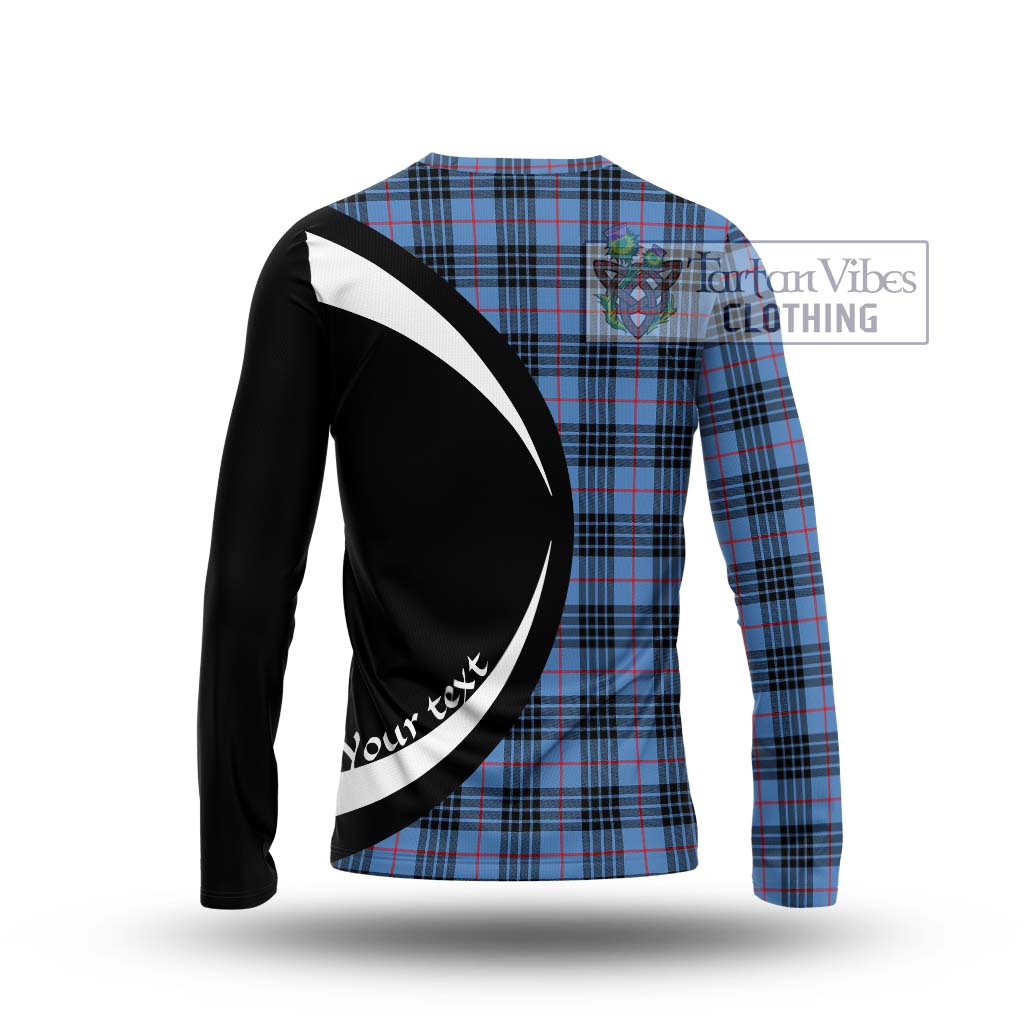 MacKay Blue Tartan Long Sleeve T-Shirt with Family Crest Circle Style - Tartan Vibes Clothing