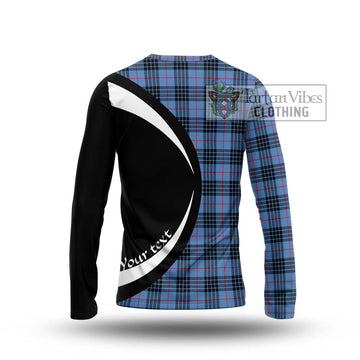 MacKay Blue Tartan Long Sleeve T-Shirt with Family Crest Circle Style