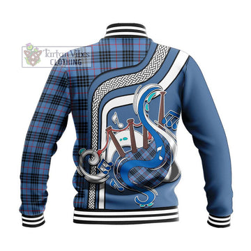 MacKay Blue Tartan Baseball Jacket with Epic Bagpipe Style