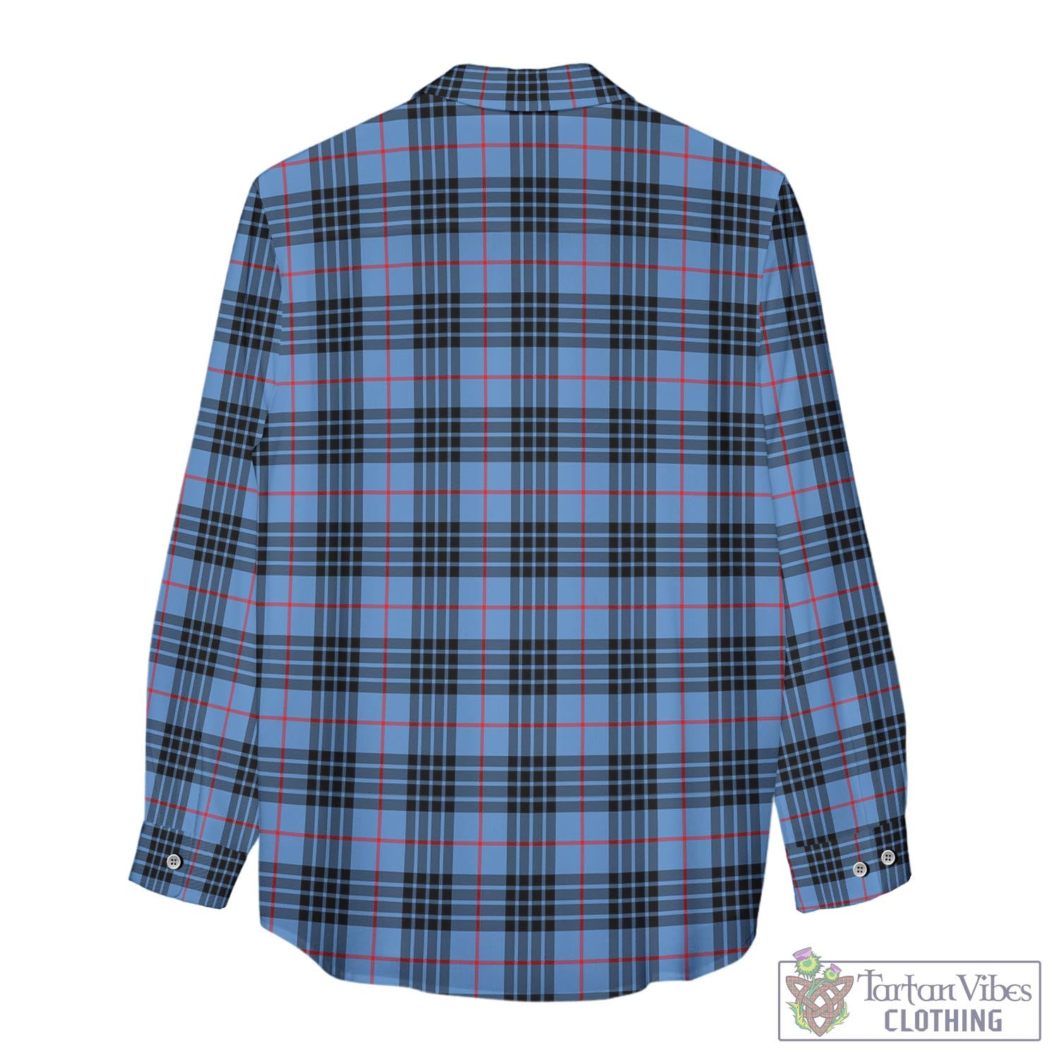 Tartan Vibes Clothing MacKay Blue Tartan Womens Casual Shirt with Family Crest