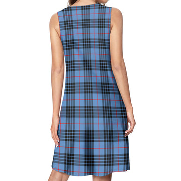 MacKay Blue Tartan Womens Casual Dresses