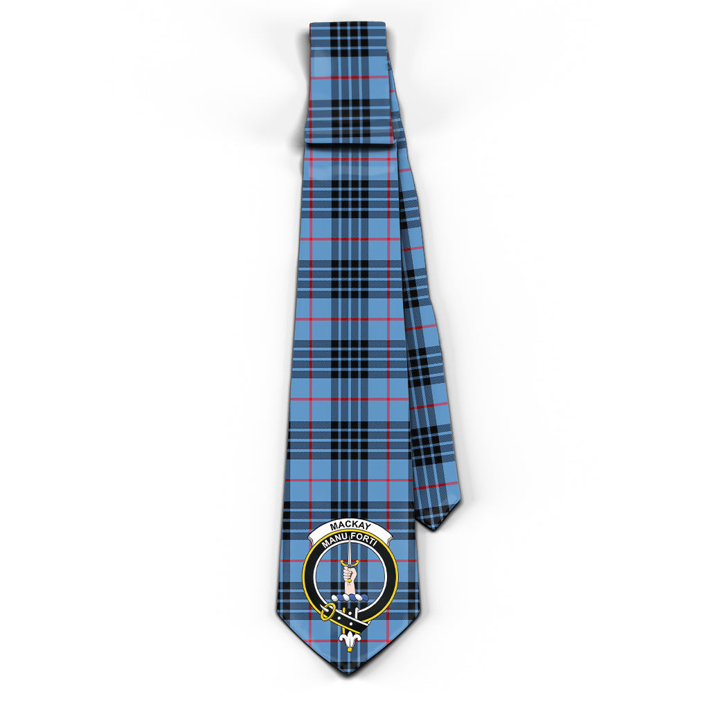 MacKay Blue Tartan Classic Necktie with Family Crest - Tartan Vibes Clothing