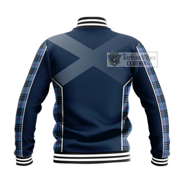 MacKay Blue Tartan Baseball Jacket with Family Crest and Lion Rampant Vibes Sport Style