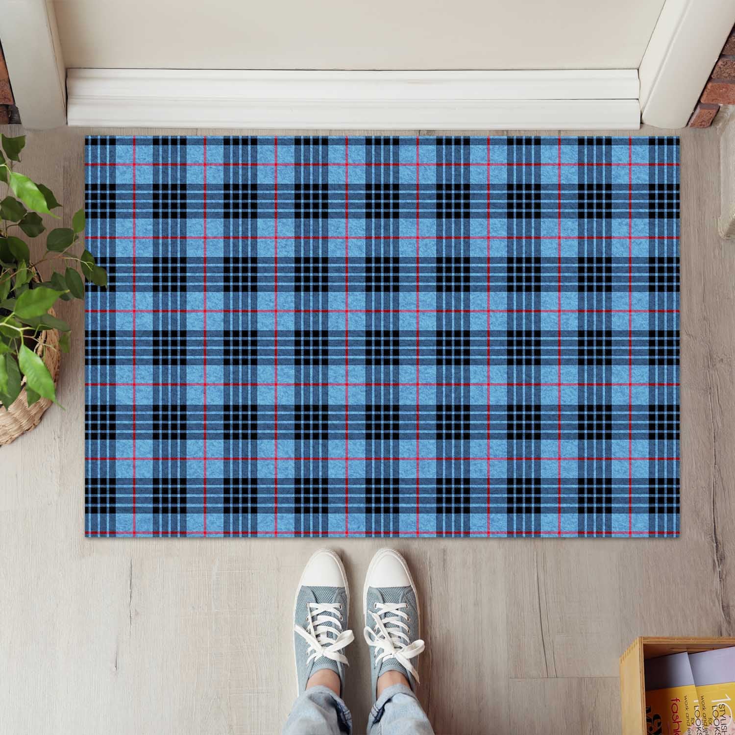 MacKay Blue Tartan Door Mat - Tartanvibesclothing