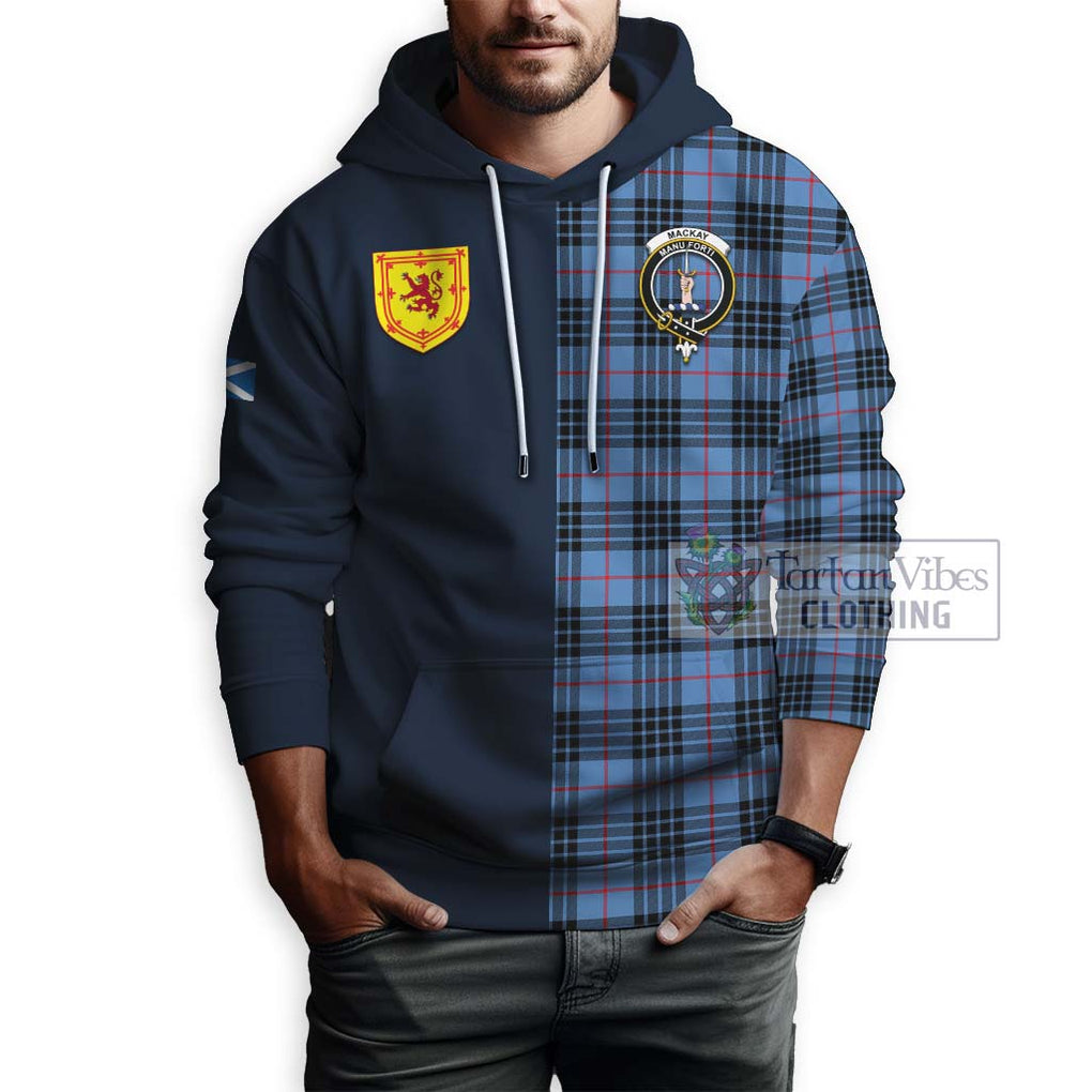 Tartan Vibes Clothing MacKay Blue Tartan Hoodie with Scottish Lion Royal Arm Half Style