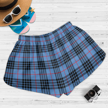 MacKay Blue Tartan Womens Shorts with Family Crest