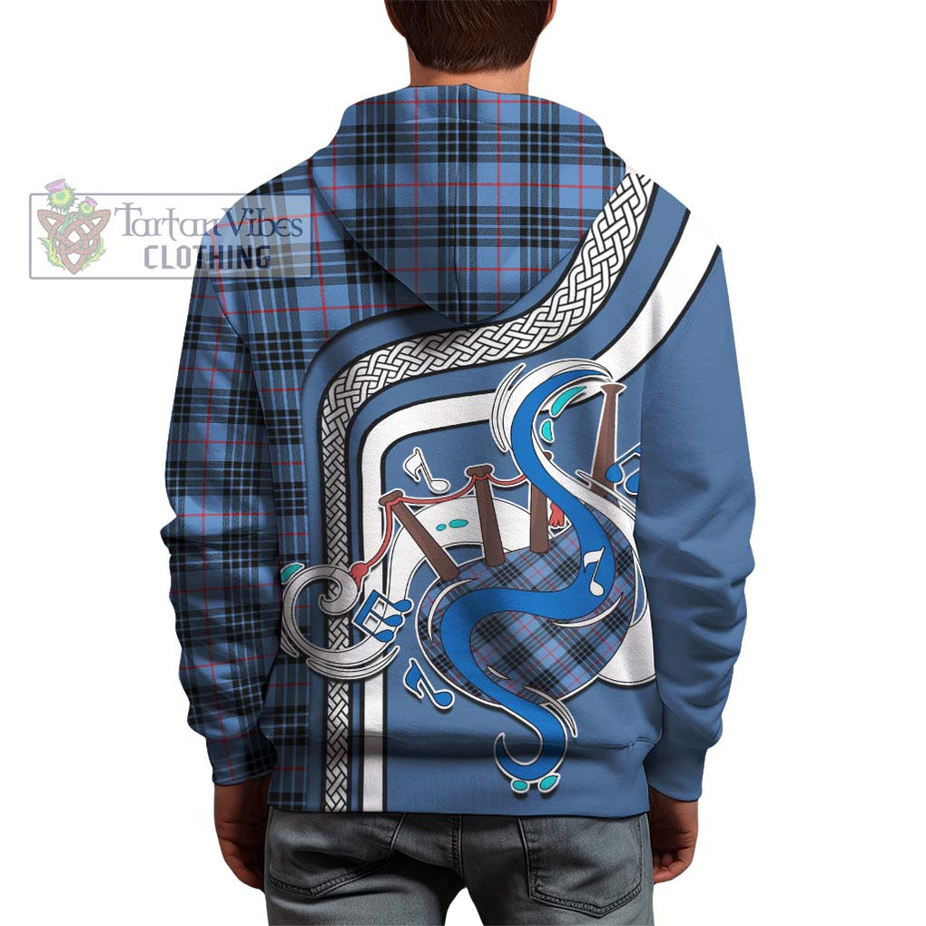 MacKay Blue Tartan Hoodie with Epic Bagpipe Style - Tartanvibesclothing Shop