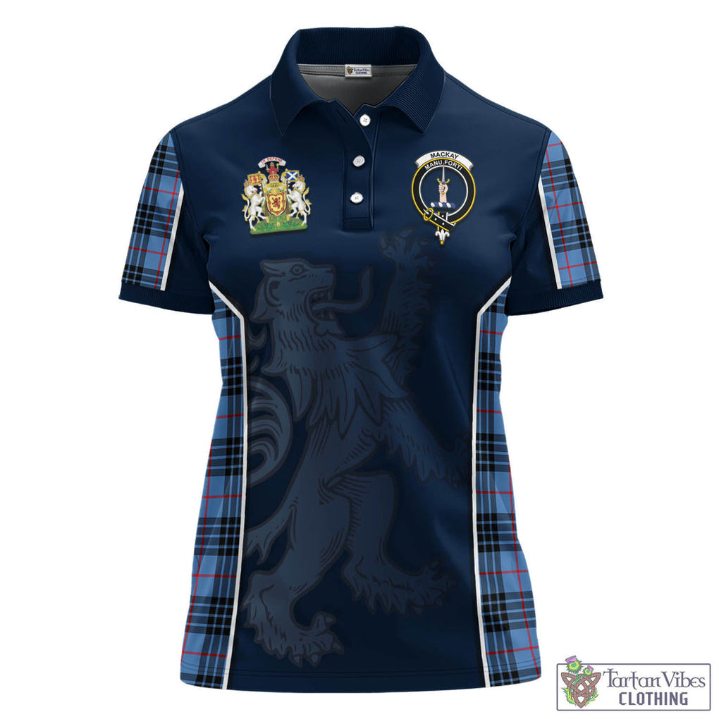 MacKay Blue Tartan Women's Polo Shirt with Family Crest and Lion Rampant Vibes Sport Style - Tartan Vibes Clothing