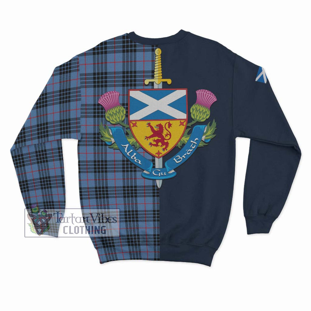 Tartan Vibes Clothing MacKay Blue Tartan Sweatshirt with Scottish Lion Royal Arm Half Style