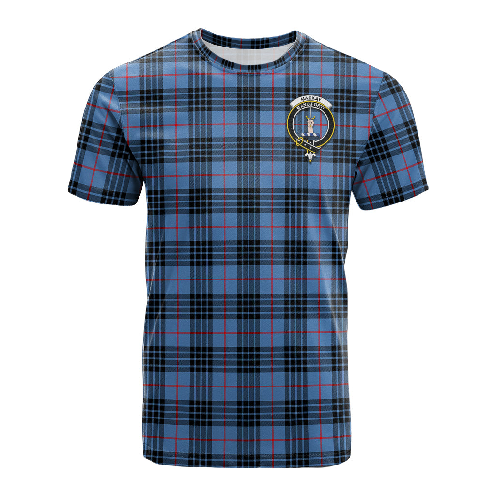 MacKay Blue Tartan T-Shirt with Family Crest - Tartan Vibes Clothing