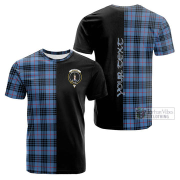 MacKay Blue Tartan Cotton T-shirt with Family Crest and Half Of Me Style