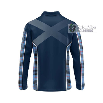 MacKay Blue Tartan Long Sleeve Polo Shirt with Family Crest and Lion Rampant Vibes Sport Style