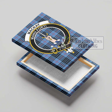 MacKay Blue Tartan Canvas Print Wall Art with Family Crest