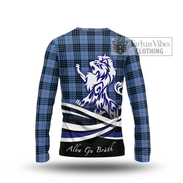 MacKay Blue Tartan Long Sleeve T-Shirt with Alba Gu Brath Regal Lion Emblem