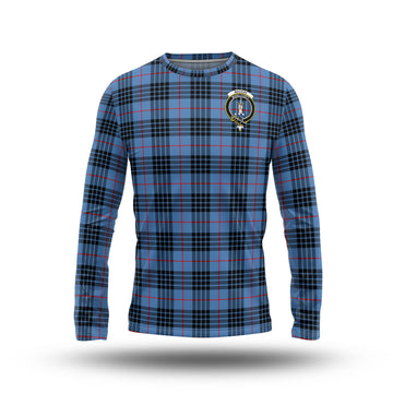 MacKay Blue Tartan Long Sleeve T-Shirt with Family Crest