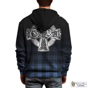 MacKay Blue Tartan Hoodie Featuring Alba Gu Brath Family Crest Celtic Inspired