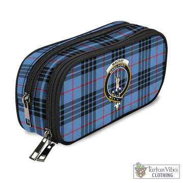 MacKay Blue Tartan Pen and Pencil Case with Family Crest