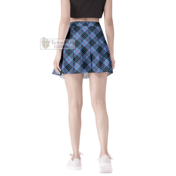 MacKay Blue Tartan Women's Plated Mini Skirt Cross Style