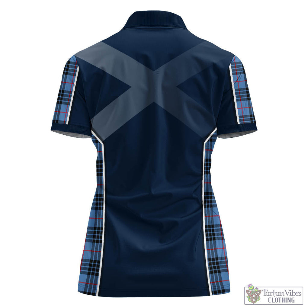 MacKay Blue Tartan Women's Polo Shirt with Family Crest and Lion Rampant Vibes Sport Style - Tartan Vibes Clothing