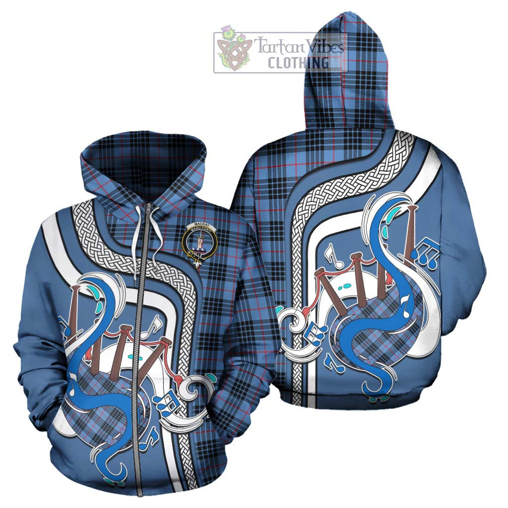 MacKay Blue Tartan Hoodie with Epic Bagpipe Style - Tartanvibesclothing Shop